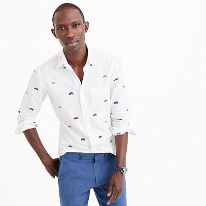 J.Crew Slim lightweight oxford shirt in embroidered cars
