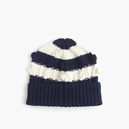 J.Crew Striped pom-pom hat