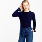 J.Crew Cable crewneck sweater with ruffle sleeves