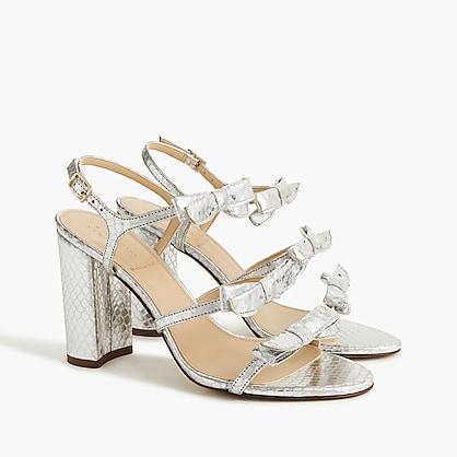 J.Crew Stella bow heels (100mm) in metallic silver