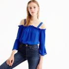 J.Crew Petite cold-shoulder top with bell sleeves
