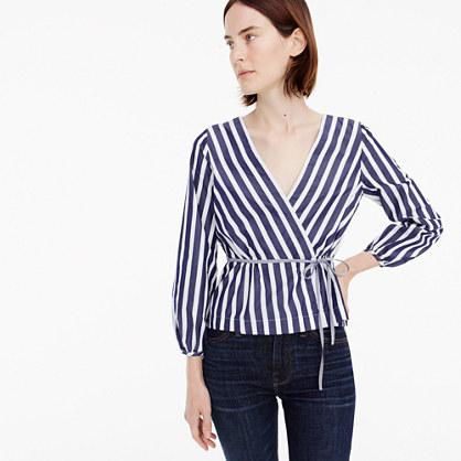 J.Crew Striped faux-wrap top