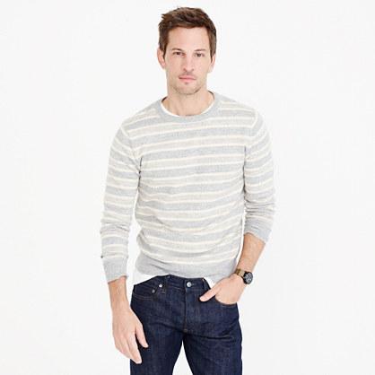 J.Crew Textured cotton crewneck sweater in multi-stripe