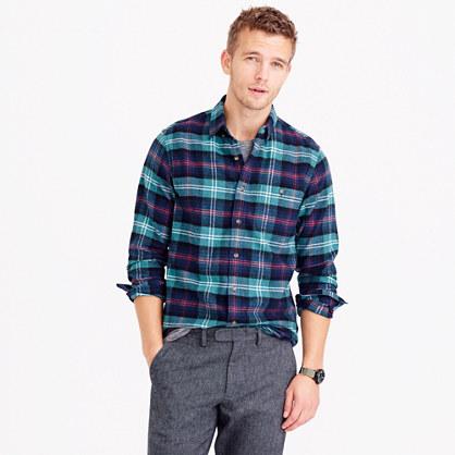 J.Crew Cotton-wool elbow-patch shirt in heather pine tartan