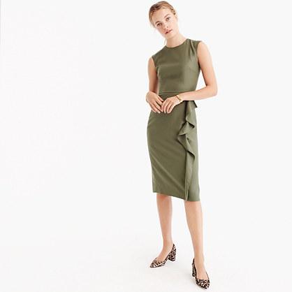 J.Crew Petite ruffled sheath in Super 120s wool