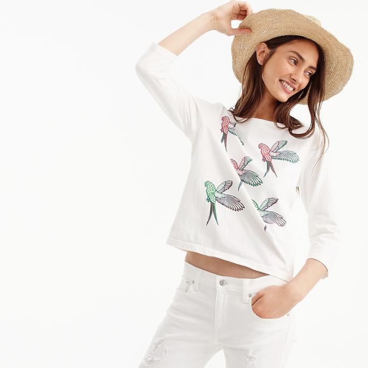 J.Crew SZ Blockprints for J.Crew parrot T-shirt