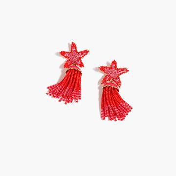 J.Crew Beaded star tassel earrings