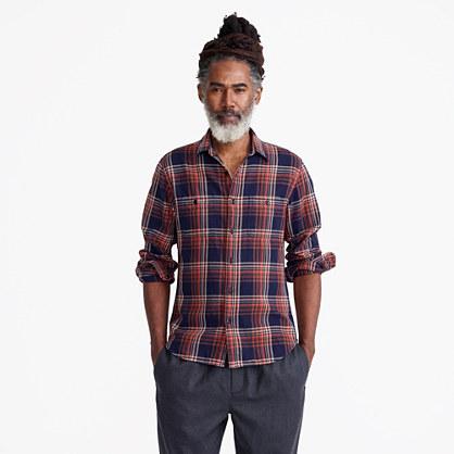 J.Crew Midweight flannel shirt in rust and navy plaid