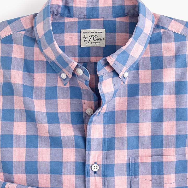 J.Crew Stretch Secret Wash shirt in heather peony gingham