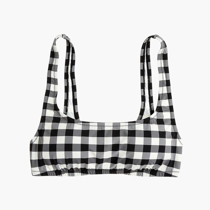 J.Crew Scoop bikini top in oversized matte gingham
