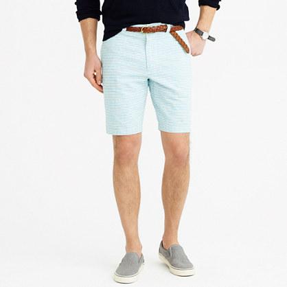 J.Crew 9 Stanton short in teal-striped cotton-linen