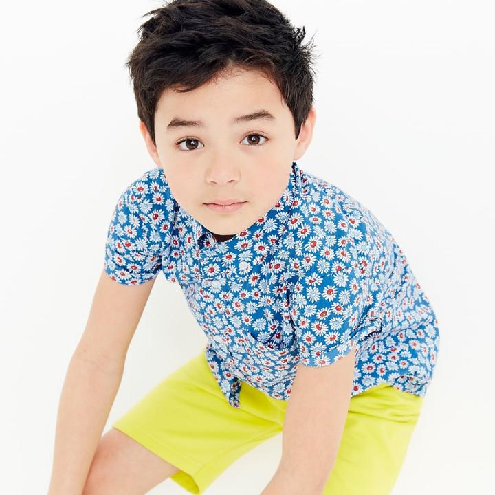 J.Crew Boys' short-sleeve Secret Wash shirt in mini daisy