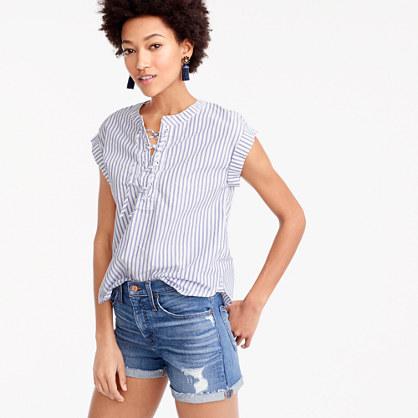 J.Crew Lace-up popover in stripe