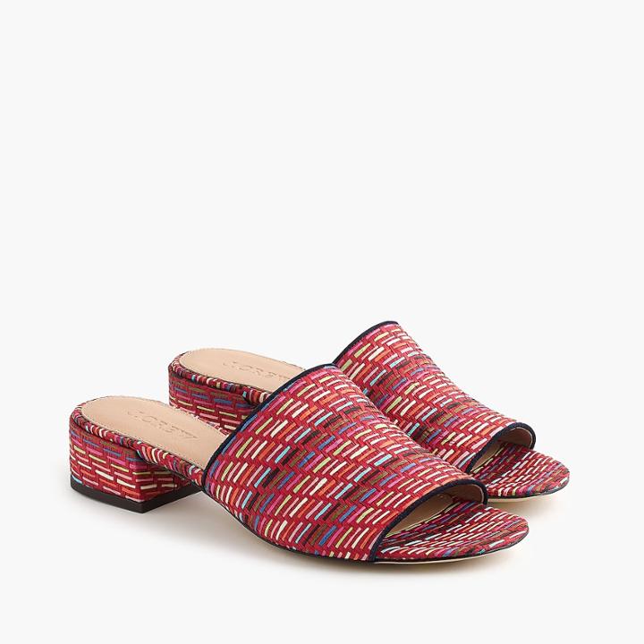 J.Crew Low-heel mules in rainbow raffia