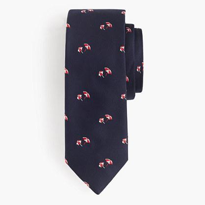 J.Crew English silk tie in embroidered umbrellas