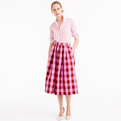 J.Crew Cotton midi skirt in oversized gingham