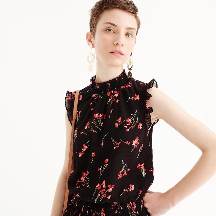 J.Crew Sleeveless smocked top in falling floral