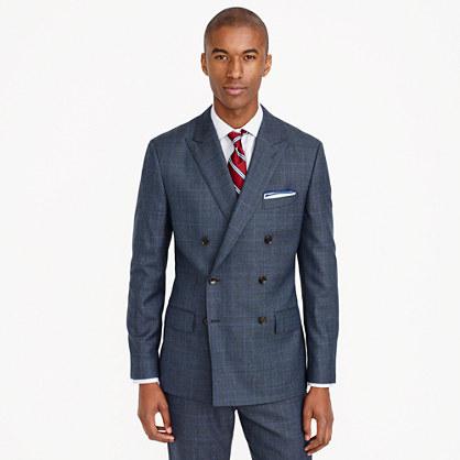 J.Crew Ludlow double-breasted suit jacket in glen plaid American wool