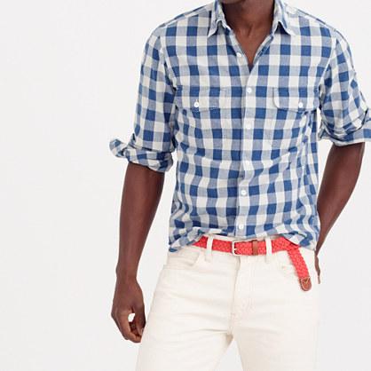 J.Crew Wallace & Barnes heathered Japanese indigo gingham workshirt