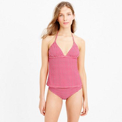 J.Crew Halter tankini top in gingham seersucker