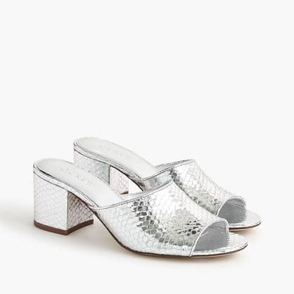 J.Crew All-day mule (60mm) in metallic snakeskin