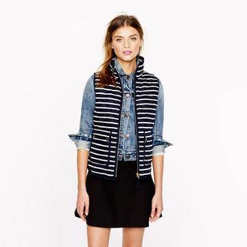 J.Crew Excursion quilted vest in stripe