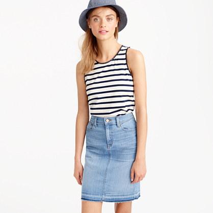J.Crew Faux-leather scalloped trim tank top in stripe