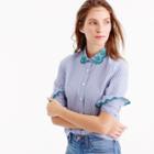 J.Crew Tall striped perfect shirt with eyelet trim