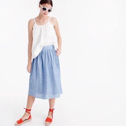 J.Crew Easy linen midi skirt with ties