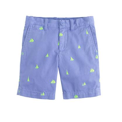 J.Crew Boys' Stanton short in embroidered garment-dyed chino