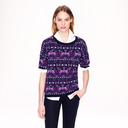 J.Crew Collection cashmere Fair Isle back-zip sweater