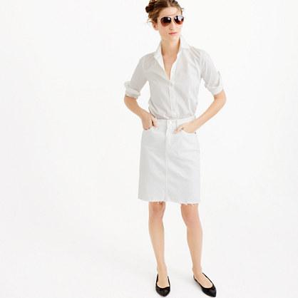 J.Crew Frayed denim pencil skirt in white