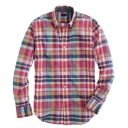 J.Crew Indian cotton shirt in deep poppy plaid