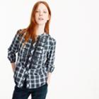 J.Crew Embellished button-up shirt in forest tartan