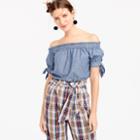 J.Crew Off-the-shoulder chambray top