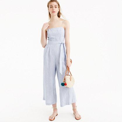 J.Crew Striped linen jumpsuit with tie