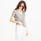 J.Crew Linen V-neck pocket T-shirt in metallic