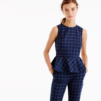 J.Crew Peplum top in windowpane print