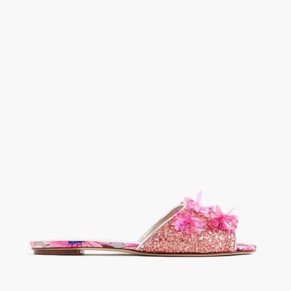 J.Crew Embellished glittery slide sandals