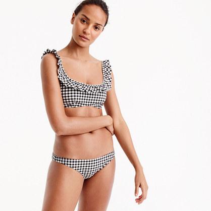 J.Crew Ruffle bikini top in matte gingham