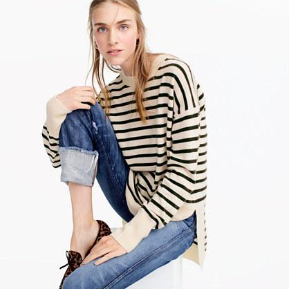 J.Crew Italian cashmere side-slit tunic in stripes