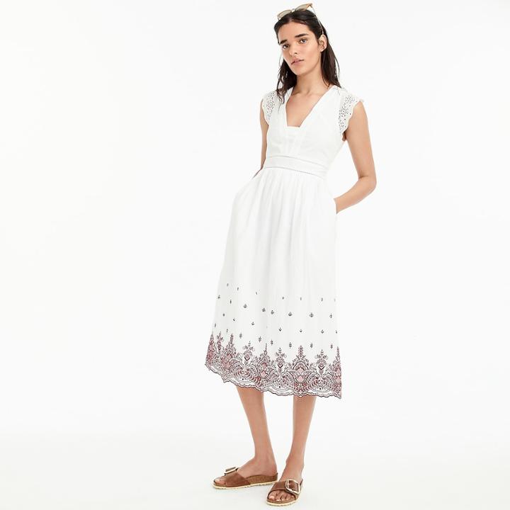 J.Crew Point Sur embroidered flutter-sleeve midi dress