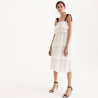J.Crew Tiered tie-shoulder dress in clip-dot