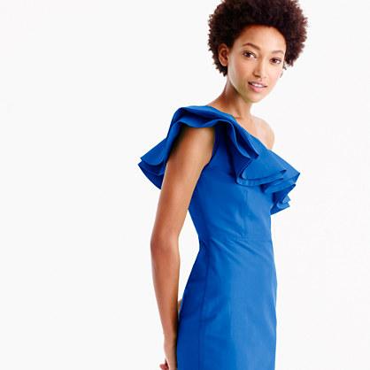 J.Crew Tall one-shoulder ruffle dress in faille