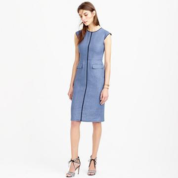 J.Crew Patch-pocket sheath dress in tipped linen