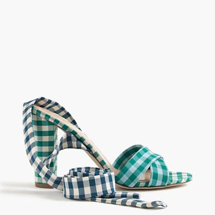 J.Crew Mixed gingham sandals with ankle wrap