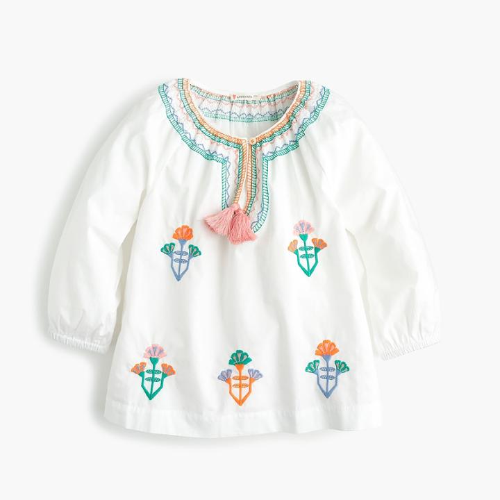 J.Crew Girls' embroidered tassel top