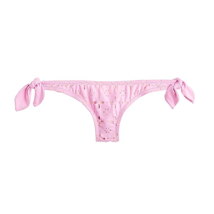 J.Crew Side-tie bikini bottom in laser-cut eyelet