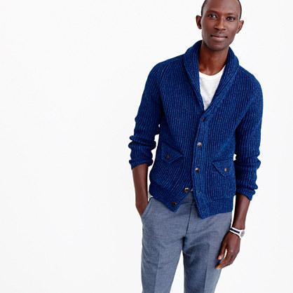 J.Crew Wallace & Barnes indigo cotton shawl cardigan sweater