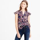 J.Crew Petite flutter-sleeve silk top in hibiscus print